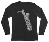 Baritone Saxophone Long Sleeve Shirt in Black Smart Gifts Company 