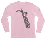 Baritone Saxophone Long Sleeve Shirt in Pink Smart Gifts Company 