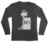 Beat it Drummer Gifts Shirt in long Sleeve Black Super Soft Ink