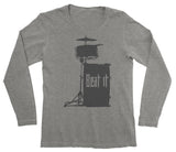 Beat it Drummer Gifts Shirt in long Sleeve Grey Super Soft Ink