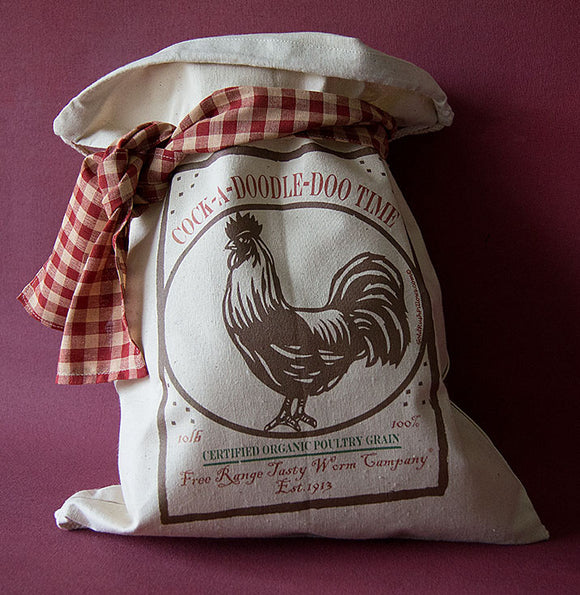 Cock-A-Doodle-Doo Time Flour sack Feed sack 9 Designs Farmhouse decor rustic country Heavy Primitive Rooster Feed Sack Makes Great Pillow Blue Heaven Windmill Bread Kisses Hugs