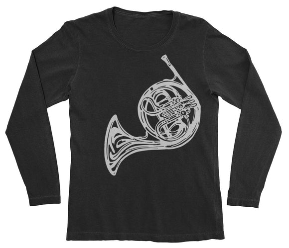 French Horn Gifts Black Long Sleeve Shirt SmartGiftsCompany.com