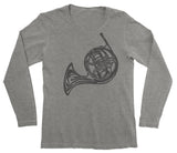 French Horn Gifts Gray Long Sleeve Shirt SmartGiftsCompany.com