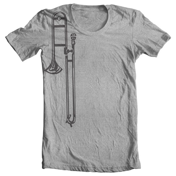 Grey Shirt with Original Drawing of Slide Trombone by Viga for Smart Gifts Compay